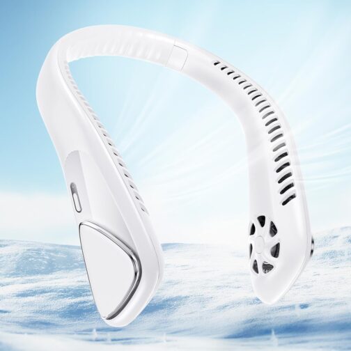 Jialexin Portable Neck Fan, Neck Fan, Rechargeable with 6000 mAh, Personal Fan with 3 Speeds, Leafless Fan for Sports, Travel, Outdoor, Indoor, Gift (White)