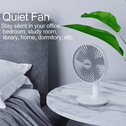 Mini Table Fan Rechargeable 4000mAh Battery - 4 Speed Levels 6.3 Inch Small Desk Fan Quiet Adjustable 50° Portable Personal Fan for Office Bedroom Home – Bild 6