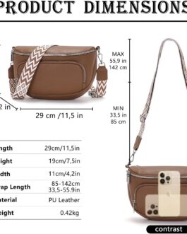 Boadlol Large Bum Bag Women’s Shoulder Bag Crossbody Bag Shoulder Bag Chest Bag Lightweight with Multiple Compartments Adjustable