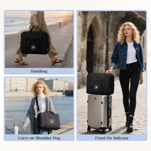 MISWAN Ryanair Hand Luggage 40 x 20 x 25 Backpack, Foldable Travel Bag for Aeroplane, Cabin Bag, Hand Luggage, Bag, Travel Bag with Hard On The Trolley, Suitcase, Handbags, Organiser, Gym, Fitness – Bild 4