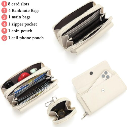 Snmoec Mobile phone bag for hanging small handbag women's shoulder bag women's small with card slot coin purse crossbody bag small black, beige, S – Bild 4