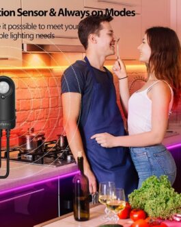 Under-Unit Light Kitchen LED, 8 x 50 cm RGB Under Cabinet Light Kit with Motion Sensor, DIY 12 V Light Strip with Remote Control, Adapter, Music Sync, for Showcase, TV, Shelves, Cupboard, Desk