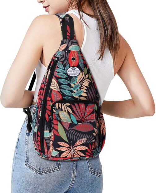 HUA ANGEL Stylish Chest Bag Crossbody Bag Lightweight Floral Pattern Backpack Women's Waterproof Small Sling Bag Chest Bag Shoulder Bag Women's with Bottle Compartment for Travel Sporty Hiking – Bild 7