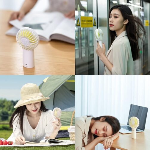 JISULIFE Handheld Fan [20 Hours Long Working Time] 4000 mAh Portable Fan, USB Rechargeable Small Pocket Fan, Battery Operated with 3 Speeds for Travel/Makeup/Eyelashes, White – Bild 7