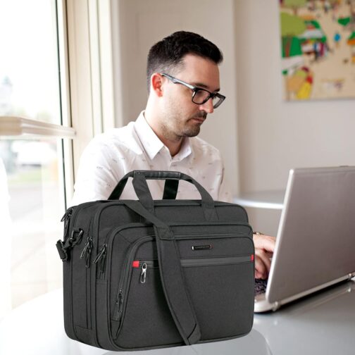 VANKEAN Laptop Bag for Men Women, Fits up to 17.3 Inch Laptop, Expandable Premium Laptop Briefcase, Water-Resistant Shoulder Bag, Computer Bag for Business/School, Black – Bild 5