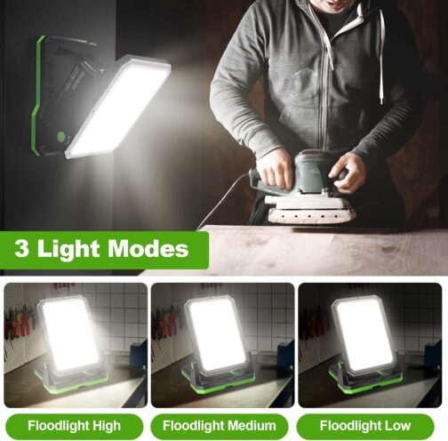 SYLSTAR Battery Construction Spotlight for 18-20 V Batteries, 30 W 3000 LM Work Light LED Battery Lamp Compatible with Bosch Professional, Makita, Dewalt, Black & Decker, PorterCable, Stanley and – Bild 3
