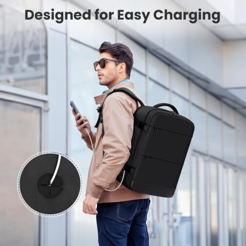 KIRFEIHT Hand Luggage 40 x 20 x 25 for Ryanair - 20L Cabin Bag Backpack Underseat Travel Hand Luggage Backpack, black, Practical: – Bild 7