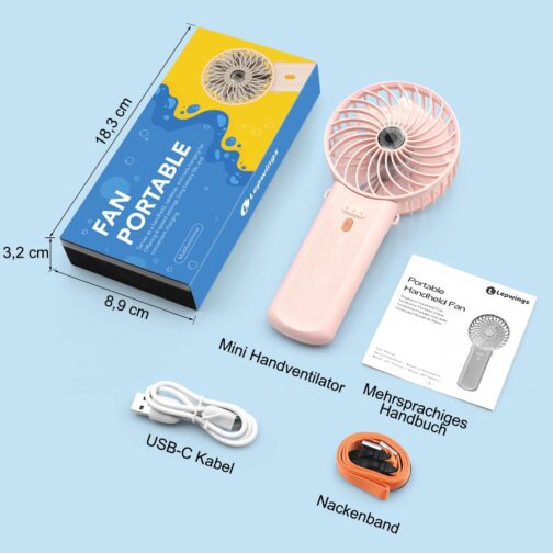 Lepwings Handheld Fan, Mini Fan USB Rechargeable, 5.5-16 Hours Runtime, 4 Wind Speeds, Foldable Quiet Small Fan for Travel, Office, Home and Outdoor - White – Bild 7