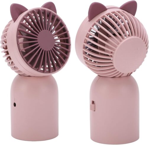 Cute Cat Hand Fan for Girls, Mini Handheld Fan for Children, Portable USB Rechargeable Small Pocket Fan with 300 mAh Battery (Approx. 1 Hour), for Outdoor Travel