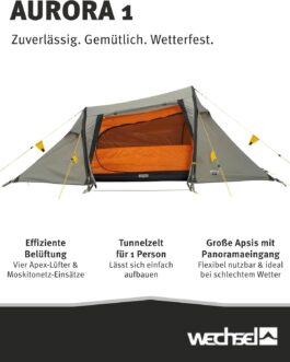 Wechsel tents Aurora 1 – Travel Line – Spacious 1-Person Tent, Laurel Oak