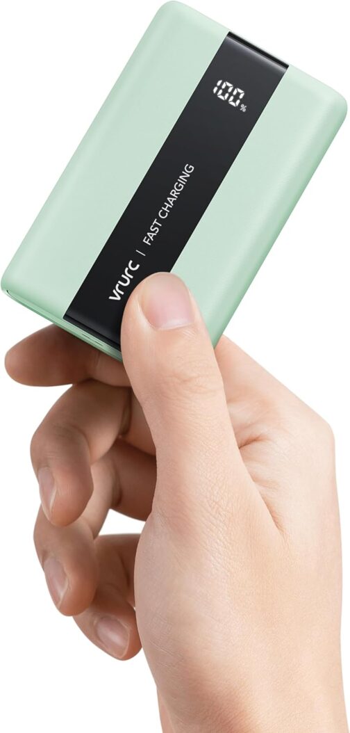VRURC Powerbank 20000 mAh Small USB C Power Bank Fast Charging 22.5 W Mini External Battery Small but Strong Battery Pack Portable Charger Compatible with iPhone Samsung Tablet Huawei etc. (Green)