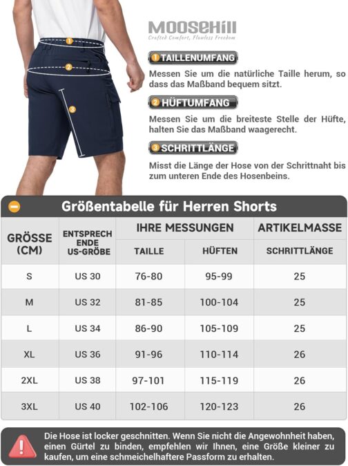 Moosehill Men's Hiking Trousers, Cargo Shorts, Water-Repellent with 6 Pockets, Lightweight, Breathable, MTB Trousers, Cycling Shorts, Men's Shorts, Bermuda, Trekking, Outdoor Trousers, Summer – Bild 6