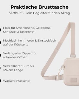 Johnny Urban Arthur Chest Bag for Men and Women – Sling Bag with Adjustable Strap for Leisure, Festival, Holiday – Shoulder Bag with Space for Mobile Phone, Keys, Purse