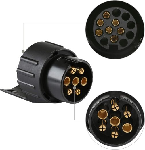 LIHAO Trailer Adapter 7 pin to 13 pin Waterproof Plug Converter for Vehicle Caravan Car (Black) – Bild 4