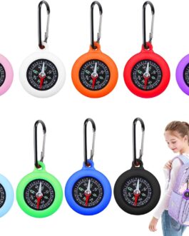 Compass Children, Pack of 9 Key Holders with Compass and Carabiner, Portable Mini Compass, Outdoor Bushcraft Compass, Key Ring for Camping and Outdoor Activities, Gifts Children’s Compass