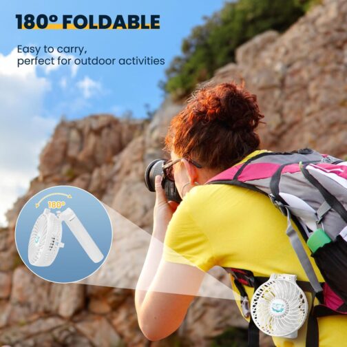 HandFan Portable Hand Fan, Folding Desktop USB Battery Fan with 5200mAh Power Bank Function, Mini Electric Personal Fan for Office/Home/Outdoor/Camping/Stroller – Bild 4