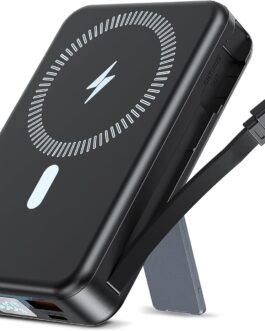 Macchiatto Powerbank für Magsafe,10000mAh Magnetische Power Bank Mit Typ-C-Kabel und Lightning-Kabel,PD 20W Schnellladen mit LED Display,Kabellos Akkupack für iPhone 16/15/14/13/12/Pro/Pro Max/Mini