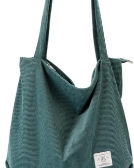 KALIDI Corduroy Bag, Women’s Shoulder Bag with Zip, Large Shopper Bag, Tote Bag, Handbag, Shoulder Bags for Work, Office, Travel, Shopping, School and Everyday Use