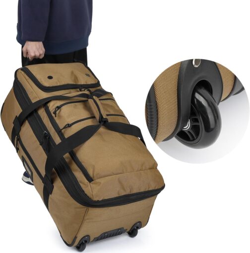 TAIHOYIN Travel Bag with Wheels Large Foldable 85-100L Expandable Packable Roll Bag Travel Hand Luggage, brown, Travel, camping – Bild 2