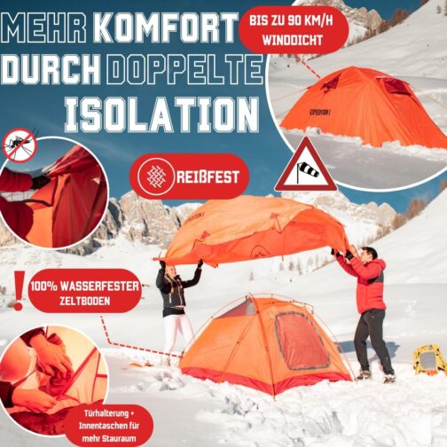 GOALPINE® Zelte für 1 & 2 große Personen | wasserdicht 4000mm | kleines Packmaß | zum Wandern, Bergtouren & Bikepacking | Ultraleicht | 3-4 Jahreszeiten | schneller aufbau – Bild 5