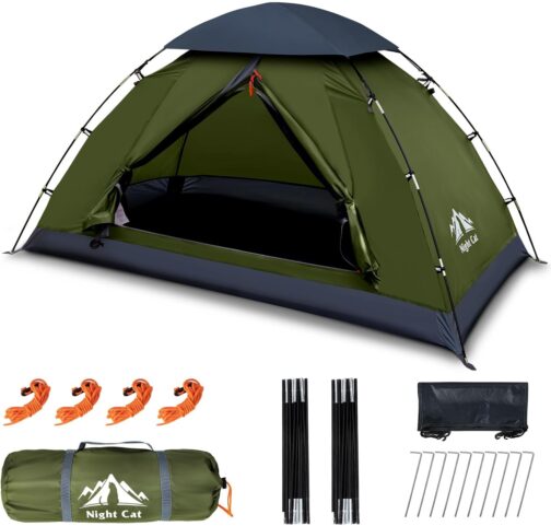 Night Cat Camping Tent for 1–2 Person, Man Waterproof Backpack Tents, Easy Setup, Lightweight for Backyard, Hiking