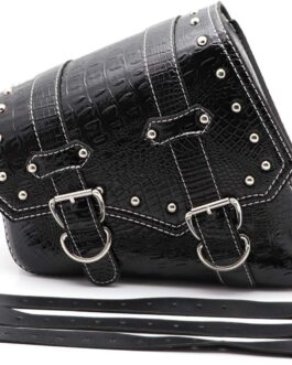 Universal Motorcycle Side Bag, PU Leather Saddle Bags, Waterproof Motorcycle Tool Bag, Black (Left Side)