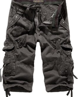 Cargo Shorts 3/4 Men’s Short Trousers Long Cotton Summer Cargo Trousers Short Work Trousers Men’s Running Shorts with Side Pockets Baggy Casual Shorts Large Sizes Men’s Cargo Trousers Summer Shorts