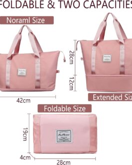 flintronic Large Travel Bag, Foldable Sports Bag, Overnight Weekend Hand Luggage for Women, Waterproof Handbag for Sports & Travel