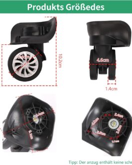 awagas Set of 4 Suitcase Wheel Replacement, Luggage Swivel Castor Universal A19 Mute Double Row Wheels 360 Degree Rotating Luggage Wheels for Trolley Suitcase Luggage Suitcase Hard Case