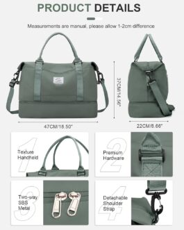 Ryanair & Easyjet Women’s Travel Bag, Hand Luggage Bag, Sports Bag, Weekender Bag, Swimming Bag, Waterproof Travel Bag, Duffle Bag, Fitness Bag, Training Bag, Hospital Bag with Shoe Compartment, E2