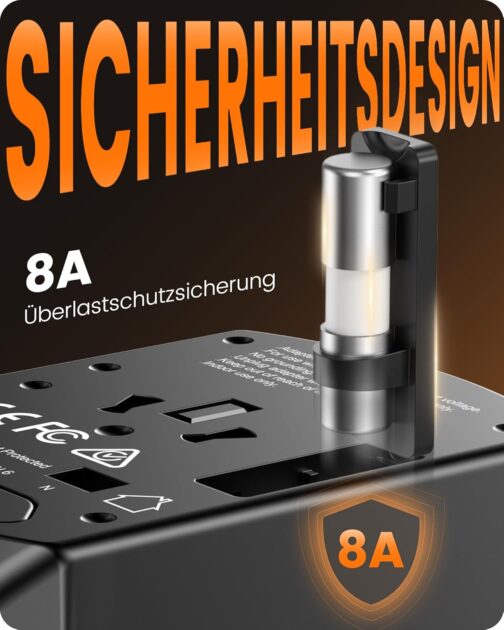 LENCENT Travel Adapter Worldwide, Universal Travel Plug World Travel Adapter with 2 USB A and 2 USB C, International Socket Adapter for Japan Thailand USA England Australia (Type A/B/G/I/D/I/L/M/N) – Bild 8