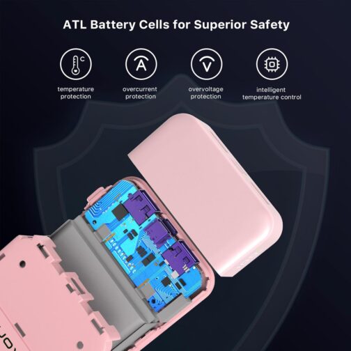 JUOVI J2651 Power Bank, 35 W 20000 mAh USB C In & Out Power Bank, Battery Pack with QC3.0 + PD3.0 35 W High-Speed Charging for Bluetooth Earbud, Mobile Phone, Tablet (Pink) – Bild 7
