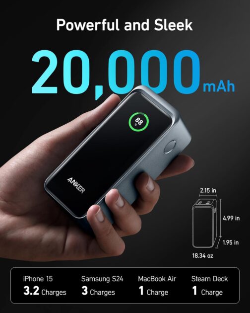 Anker Prime Power Bank, 20,000 mAh External Battery with 200 W Power, Digital Display, 2 x USB-C and 1 x USB-A Port, Compatible with iPhone 14/13 Series, Samsung, MacBook, Dell, and More – Bild 4