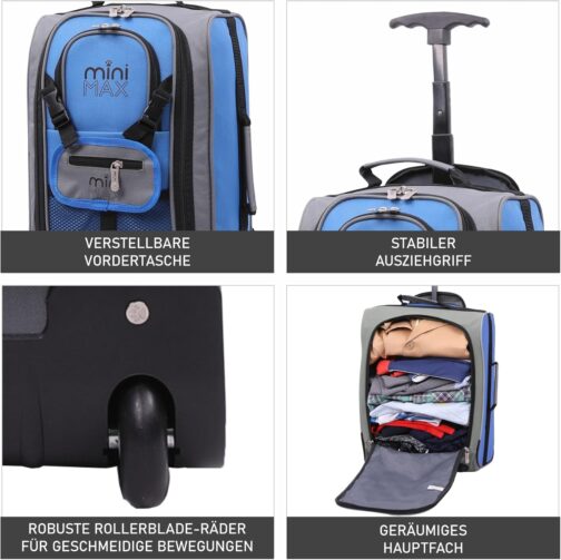 Aerolite MiniMAX 20L Ryanair 40 x 20 x 25 Maximum Size Hand Luggage Under Seat Trolley Backpack Hand Luggage Bag for Cabin with 2 Year Warranty, blue, Backpack – Bild 3