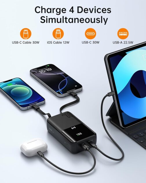 Selore&S-Global Power Bank, Powerbank 20000 mAh with USB C 30 W Fast Charging Function, 4 Outputs, External Mobile Phone Batteries Compatible with iPhone 16 15 14 13 MacBook iPad Samsung Galaxy S25 – Bild 5