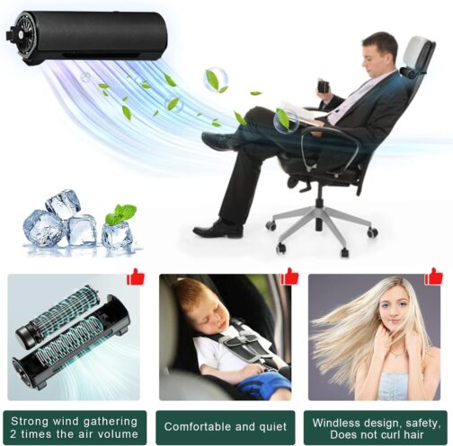 Car Seat Cooling Fan, Quiet Adjustable Wind Speed, USB Car Seat Cooling Fan with Elastic Strap, Car Backrest Fan, Suitable for All Cars Jeep Van RV Trucks (Classic Black) – Bild 3
