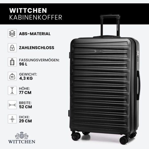 WITTCHEN Skyspeed Line ABS Hard Shell Suitcase Travel Suitcase Trolley Combination Lock Telescopic Handle 4 Wheels, black – Bild 7