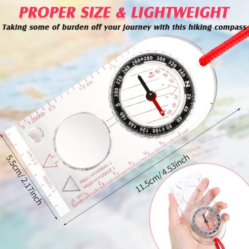 Skylety Navigation Compass Boy Scout Compass Orienteering Compass Lightweight Hiking Compass with Adjustable Tilt for Expedition Map Reading Navigation Orienteering (12.5 x 6.0 cm) – Bild 2
