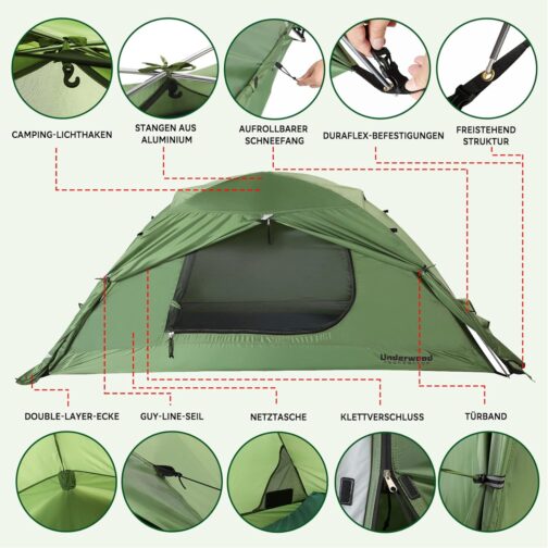 1 Person Camping Tent – 4 Seasons Waterproof 1 Man Tent with Small Pack Size, Ultralight 1 Person Tent for Winter, Easy Assembly Tent for Outdoors, Hiking, Trekking Underwood Aggregator – Bild 6