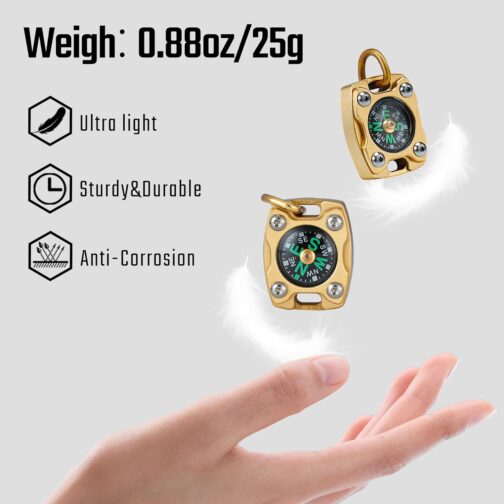 MecArmy CMP Titanium Brass Mini Compass Luxury Survival Pocket Compass - Dad to Son Gift from Mom Dad to Son Graduation Birthday Gift – Bild 2