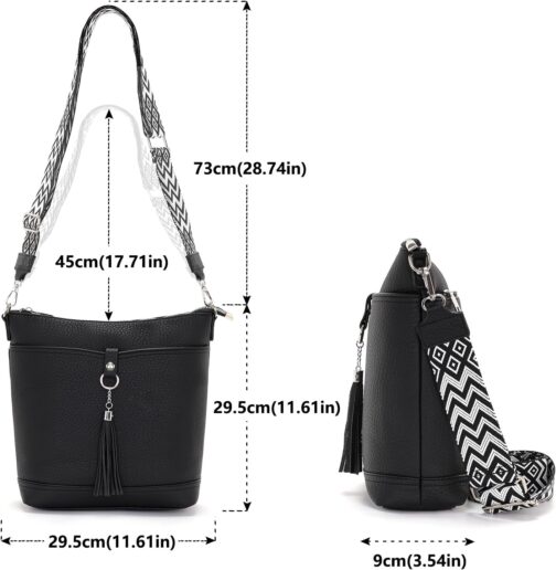 Sasrymnl Women’s Shoulder Bag, Large/Medium Size, Black, Vegan Leather – Bild 4