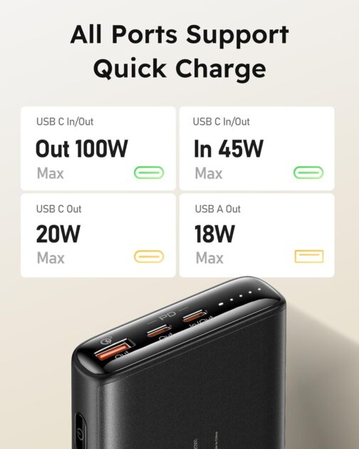 Charmast Powerbank 100W 20000mAh Power Bank USB C Externer Akku PD QC Schnellladung Tragbares Ladegerät kompatibel mit Laptop MacBook Pro,Dell XPS,Lenovo,Surface Go iPad iPhone und mehr – Bild 3
