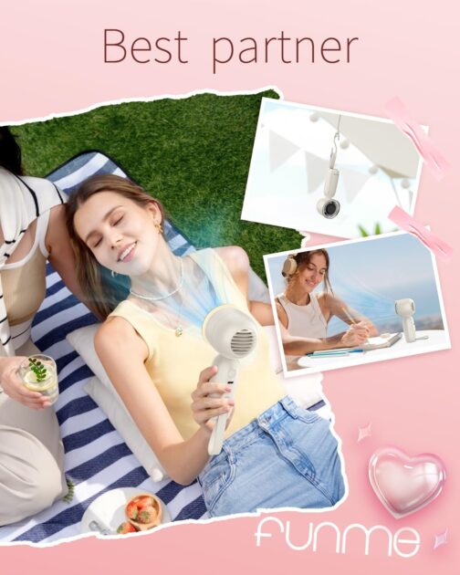 Funme Portable Turbo Hand Fan, 3000 Battery Adjustable Speed (1-100), Turbo Mini Fan, Rechargeable, Exquisite Shell – Bild 5