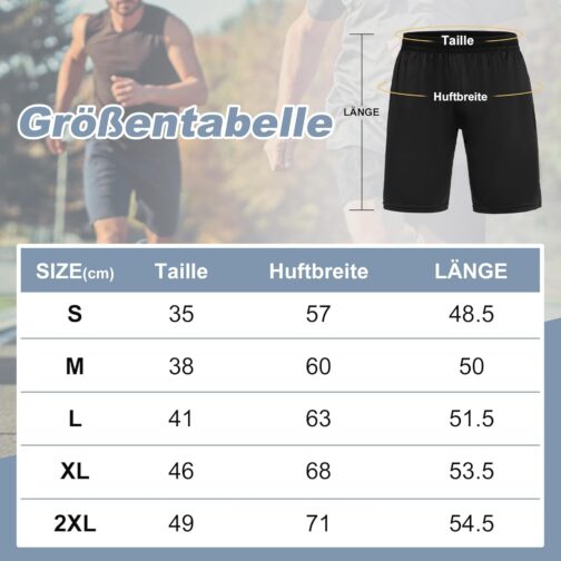 DDOBB Sports Trousers Men's Short Pack of 3 Shorts Gym with Pockets Running Trousers Men's Summer Drawstring Basketball Training Trousers – Bild 5