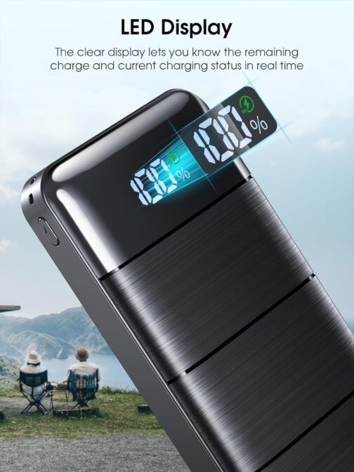 Power Bank USB C 22.5 W, Power Bank 27000 mAh PD20W Quick Charge Function, External Mobile Phone Battery Portable Charger with LED Display, 3 Outputs, 2 Inputs, Protable Mobile Power Bank Station for – Bild 5