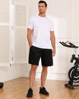 miijoory Pack of 3/5 Men’s Sports Shorts with Pockets Quick Drying Training Trousers Running Trousers for Gym Basketball Fitness