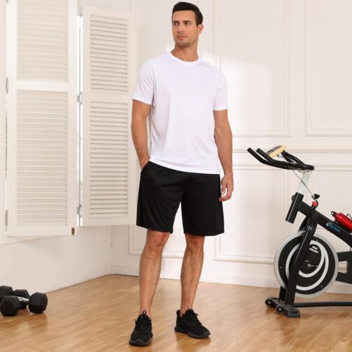miijoory Pack of 3/5 Men's Sports Shorts with Pockets Quick Drying Training Trousers Running Trousers for Gym Basketball Fitness – Bild 2