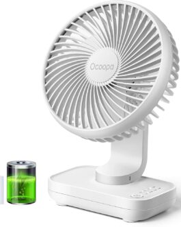OCOOPA USB Fan Ultra Quiet – 4000 mAh Table Fan, 4 Speeds, Mini Fan for Desk, Home and Office, White