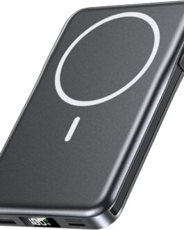 Power Bank for Magsafe, Magnetic Power Bank 10000 mAh, Quick Charge Wireless PD 20 W Power Bank with Integrated Cables, Magnetic Power Bank for iPhone 16 15 14 13 12 Pro Max – Black