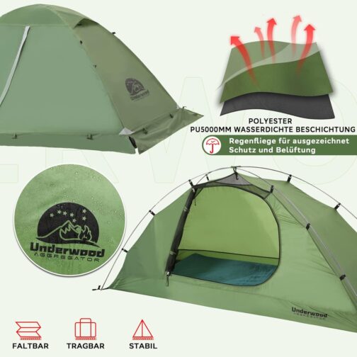 1 Person Camping Tent – 4 Seasons Waterproof 1 Man Tent with Small Pack Size, Ultralight 1 Person Tent for Winter, Easy Assembly Tent for Outdoors, Hiking, Trekking Underwood Aggregator – Bild 8
